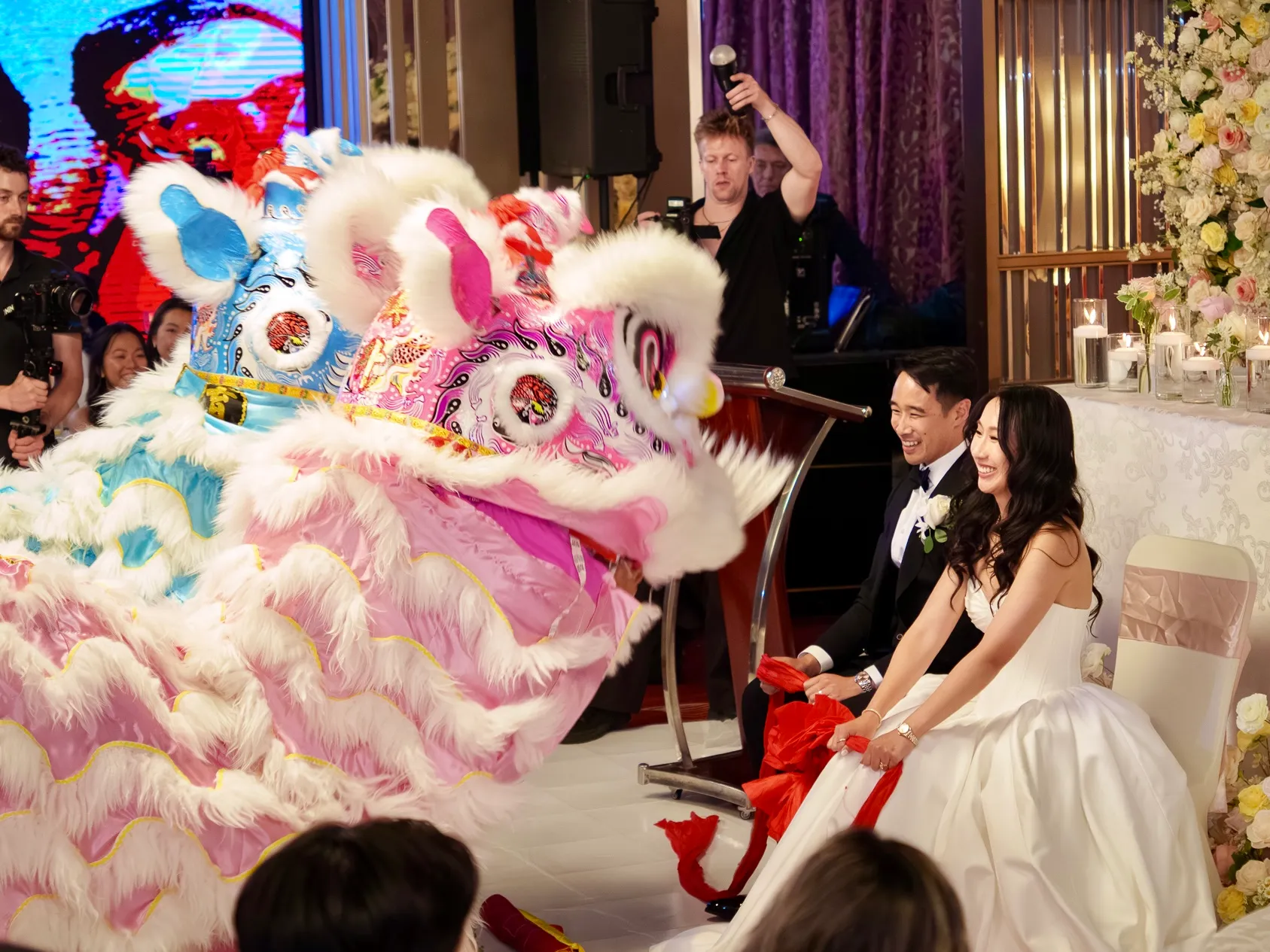 Lion dance at an anniversary celebration