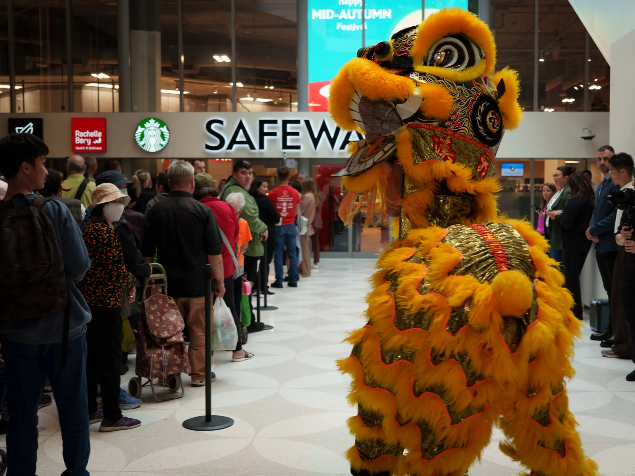 Lion dance at a grand opening ceremony