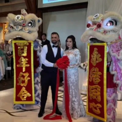 Lion dance at Leanne's wedding banquet
